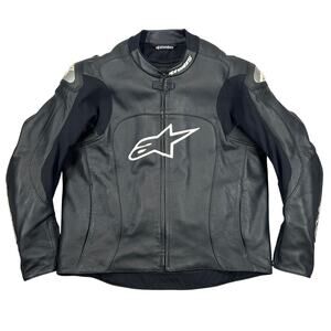 Alpinestars Airflow Leather Motorcycle Riding Jacket Mens US 48 Black Perforated